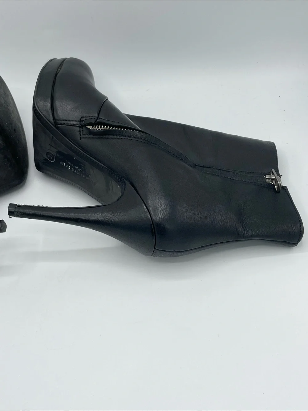 AllSaints Black Leather Platform Stiletto Ankle Boots